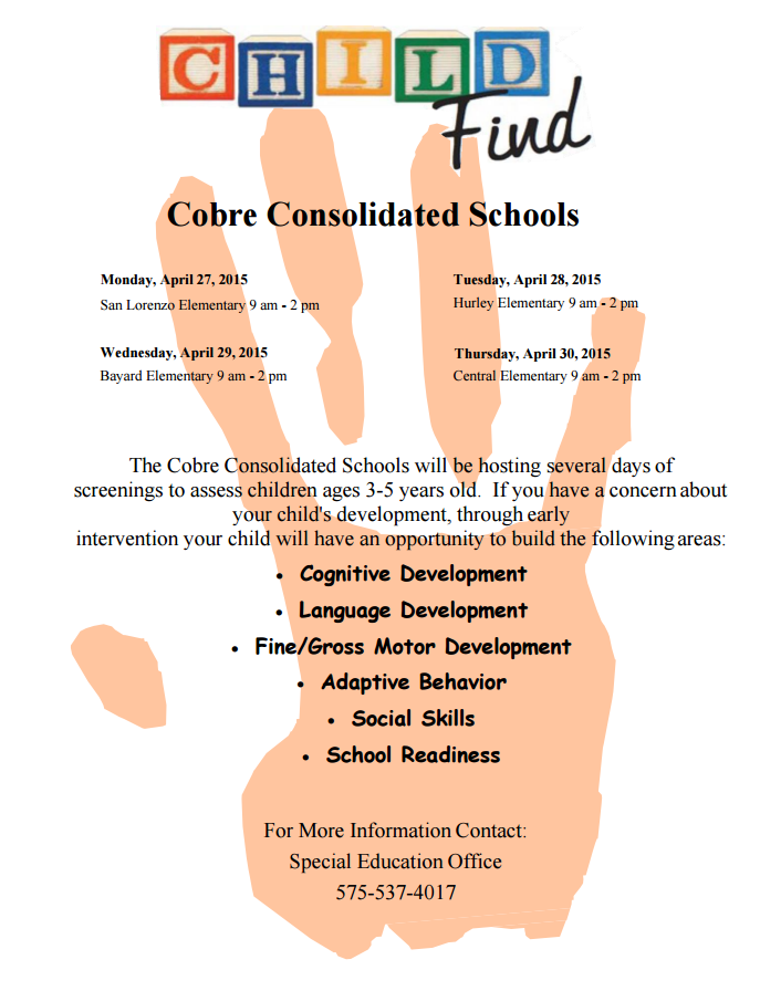 April 24th, 2015: Cobre Schools Child Find
