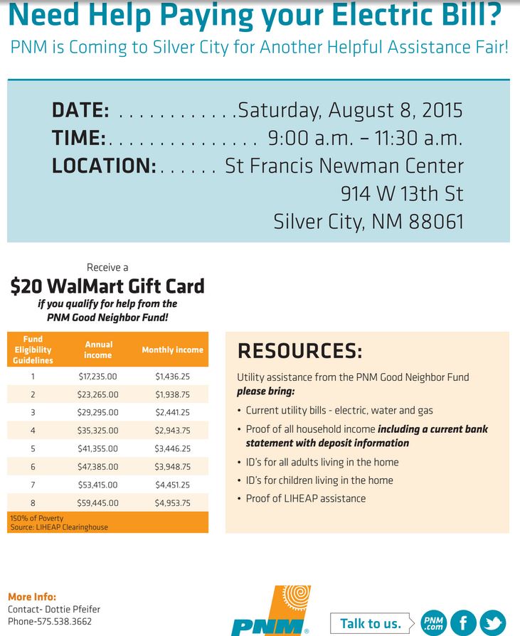 July 27th, 2015: PNM Good Neighbor Bill Help