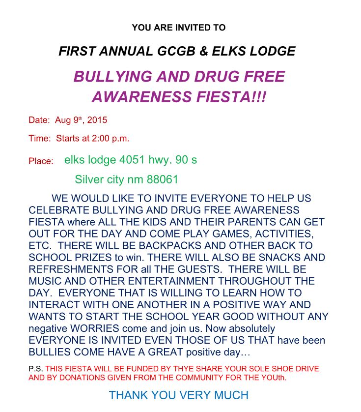 August 7th, 2015: Bullying Awareness Fiesta this Weekend