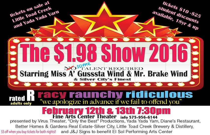 February 12th, 2016: $1.98 Show at the Fine Arts Center Theater This Weekend