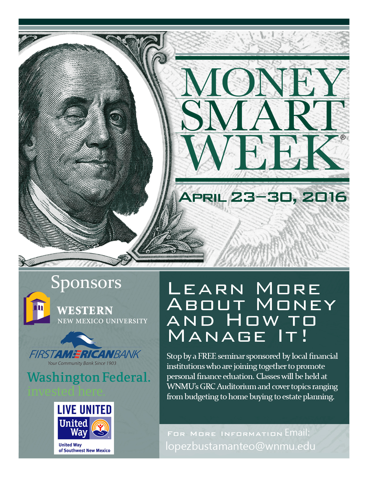 April 6th, 2016: Money Smart Week at WNMU