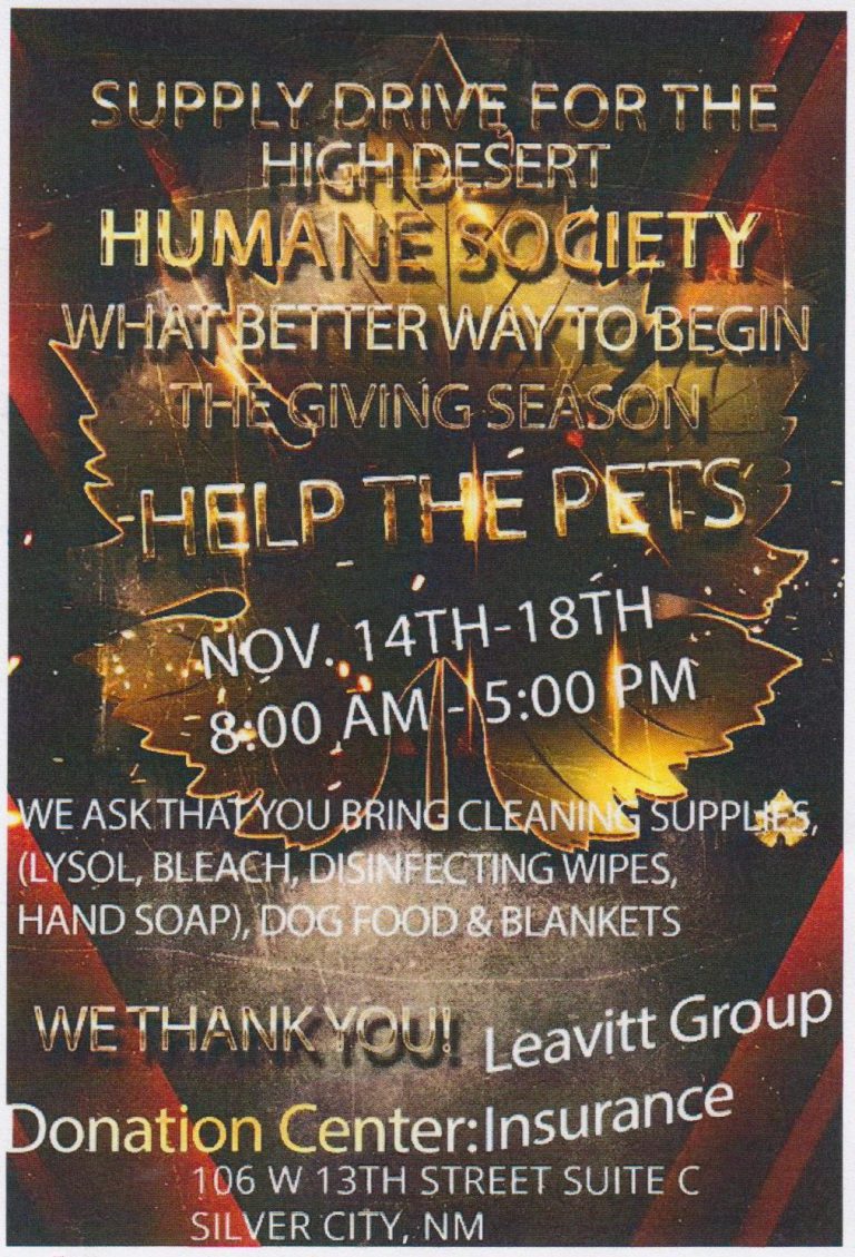 Supply Drive for the Humane Society