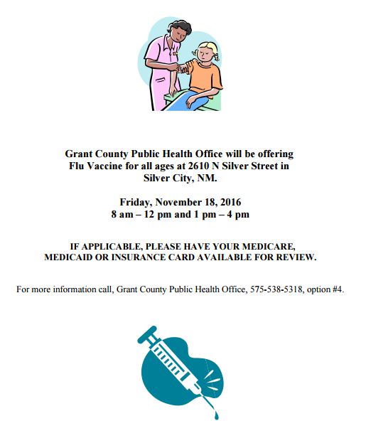 Flu Clinic Today at the  Grant County Public Health Office