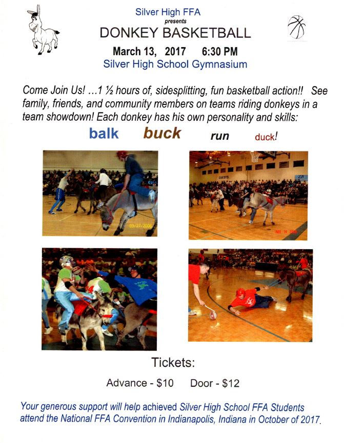 Silver High FFA Donkey Basketball Tonight