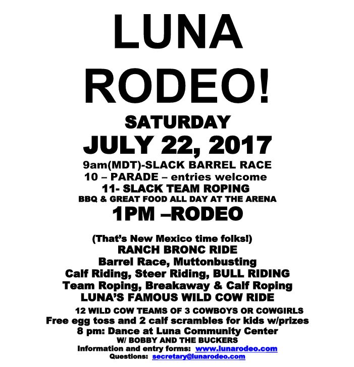 The Luna Rodeo is happening this Saturday, July 22nd