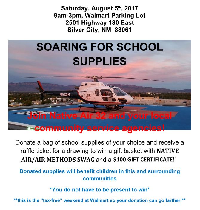 Native Air 32 School Supply Drive at WalMart on Saturday