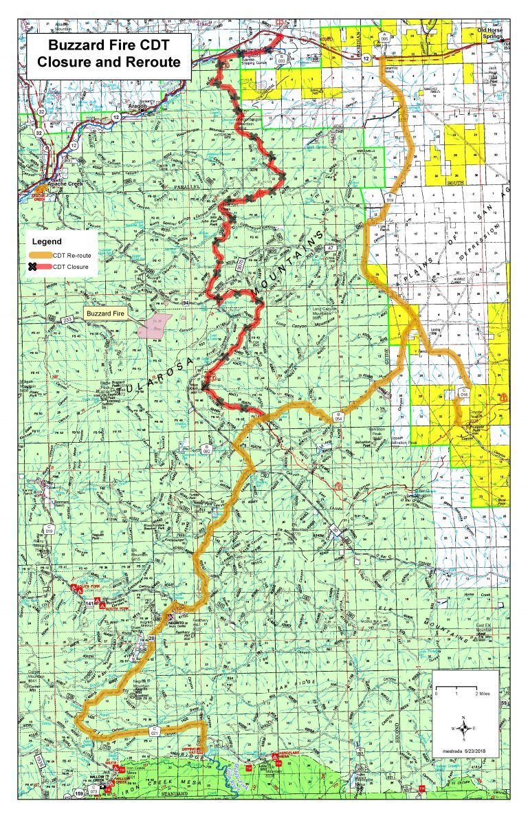 Buzzard Fire CDT Closure and Reroute