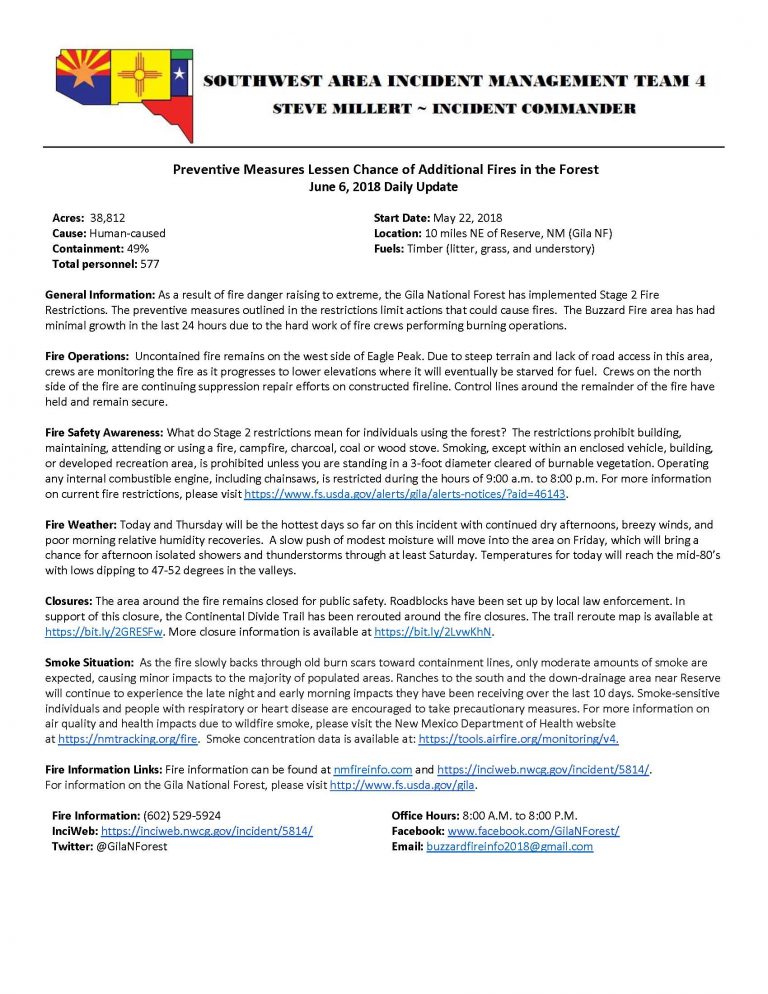 June 6th, 2018: Local Fire Updates
