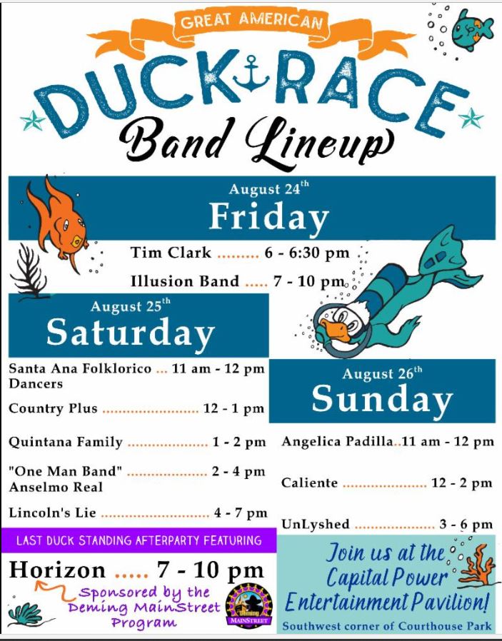 Great American Duck Race Band Schedule: August 24th-26th, 2018