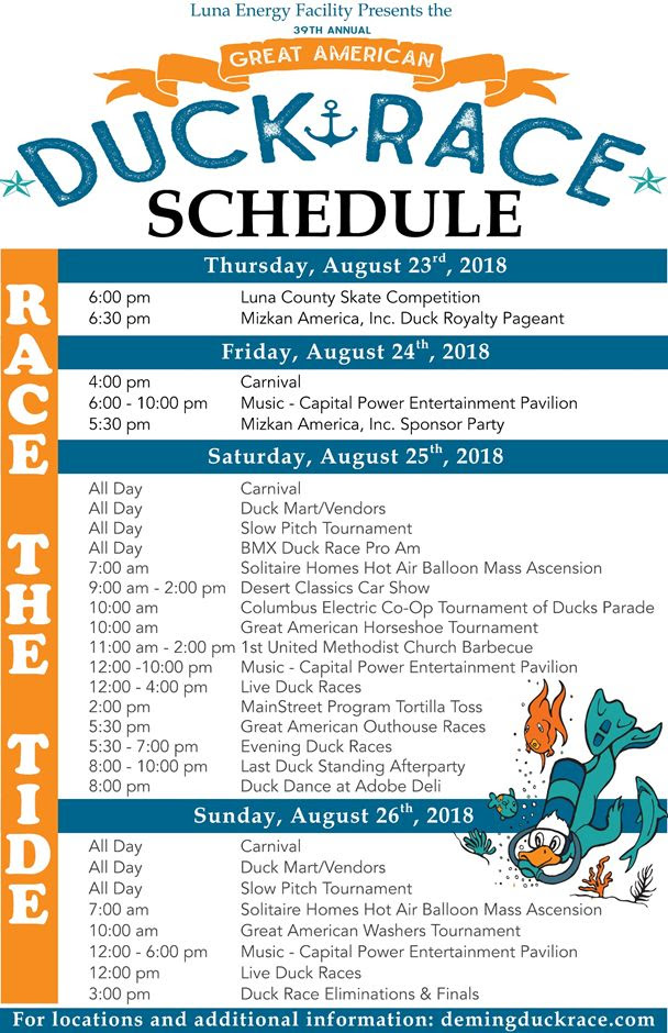 39th Annual Great American Duck Race: August 23rd – 26th, 2018
