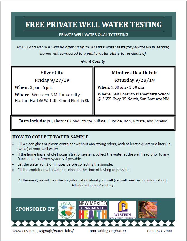 Free Private Well Water Testing in Grant County