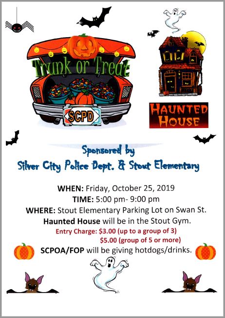 Silver City Police Dept. & G.W. Stout Elementary Halloween Trunk or Treat