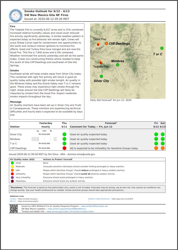 Fire & Smoke Outlook for June 12-13th, 2020