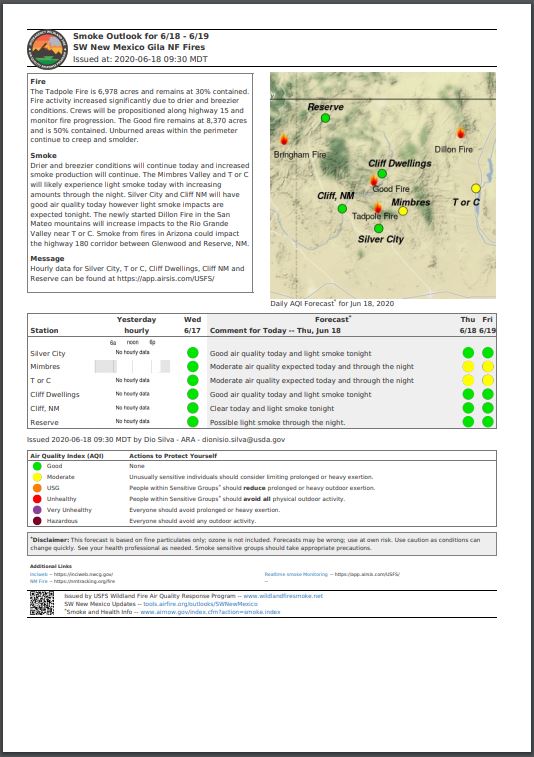Tadpole Fire Smoke Outlook: June 19th, 2020