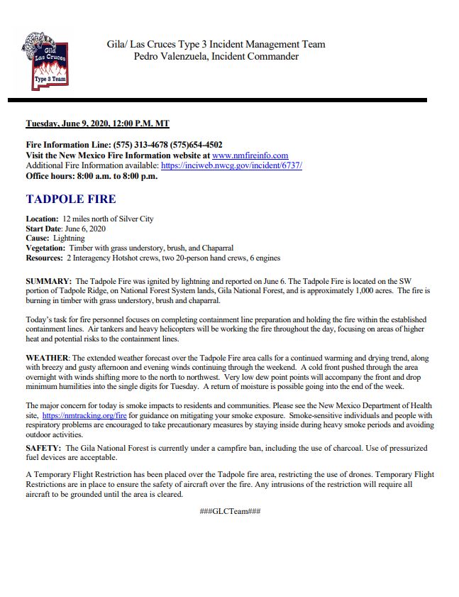 Tadpole Fire Update