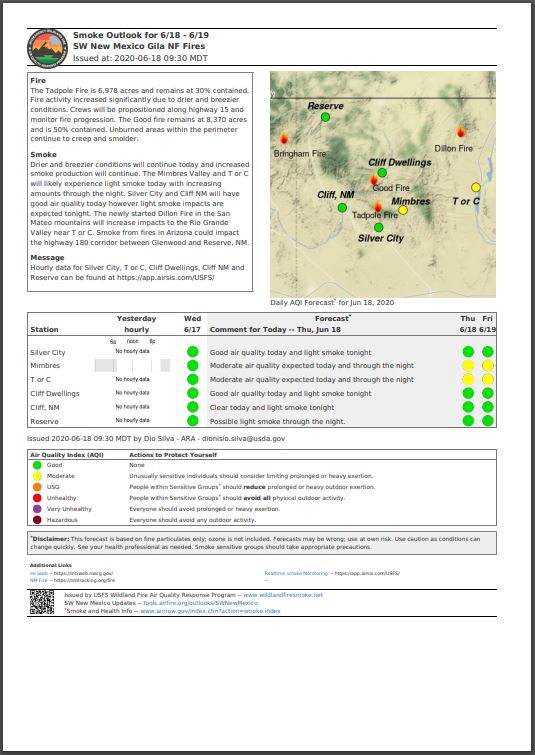 Tadpole Fire Smoke Report: June 18th, 2020