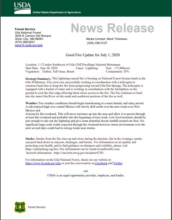 Good Fire Update as of July 1st, 2020
