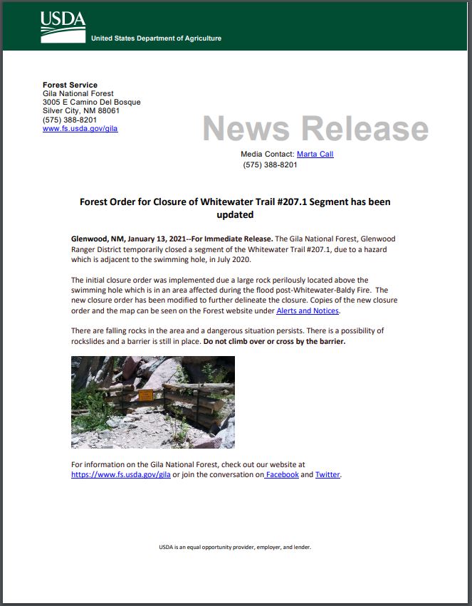 Forest Order/Closure Update