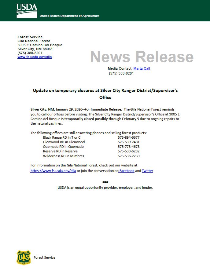 Temporary Closure Update