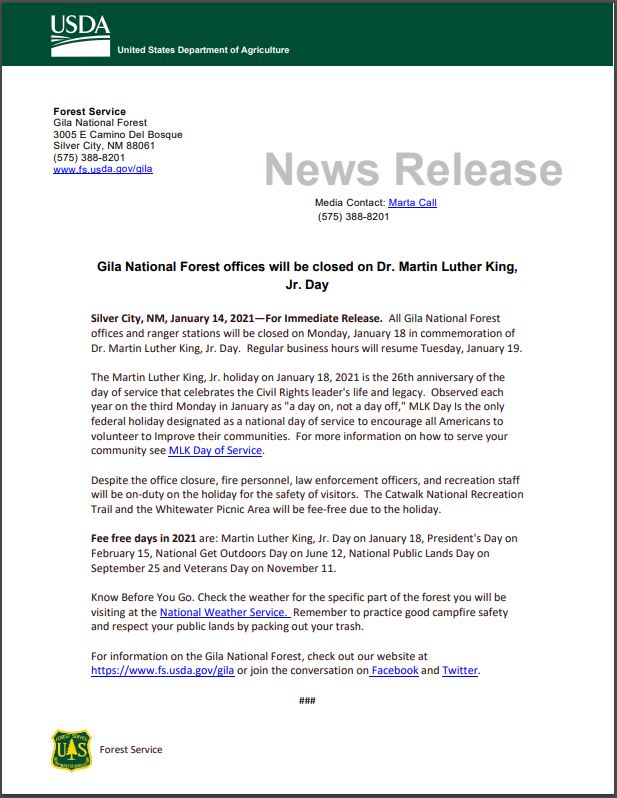 GNF Offices Closed for MLK Day