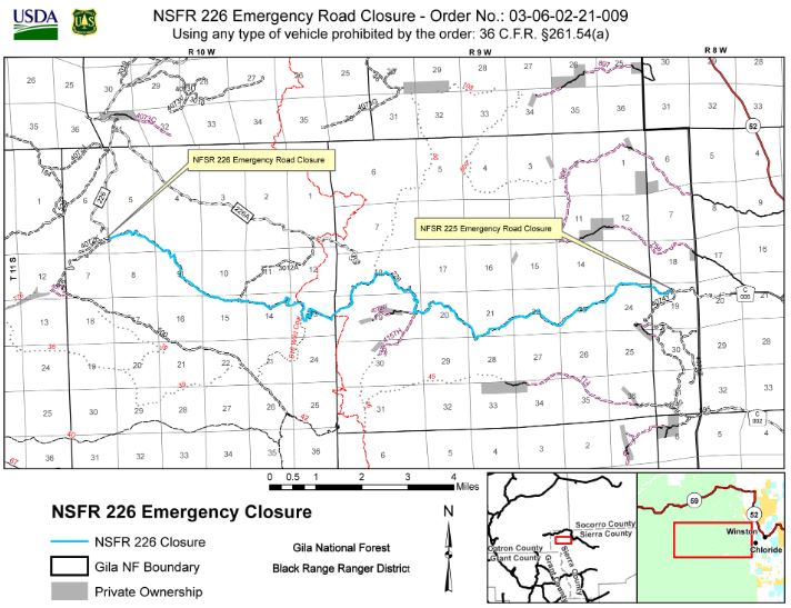 Forest Road 226 Closure Map