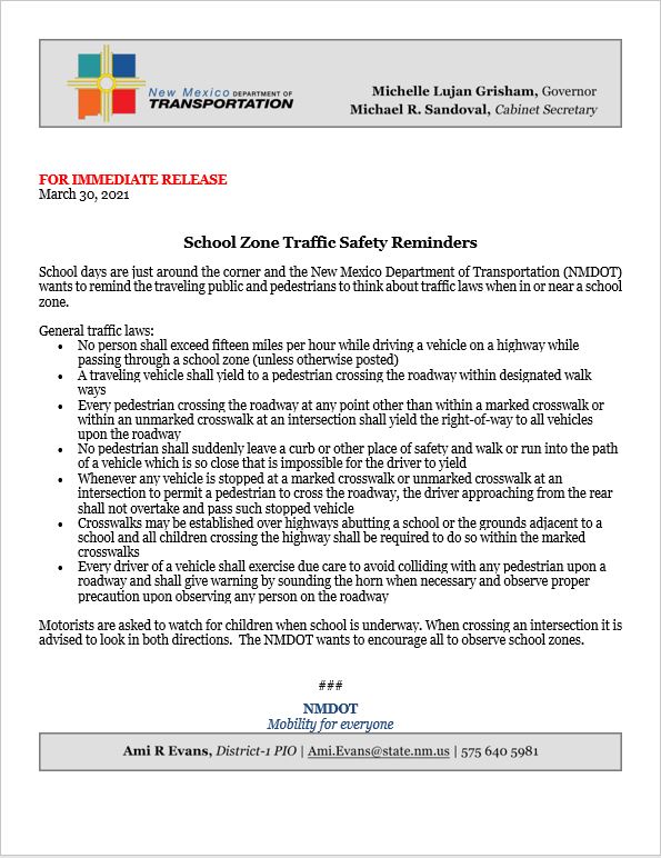 School Zone Safety Reminders