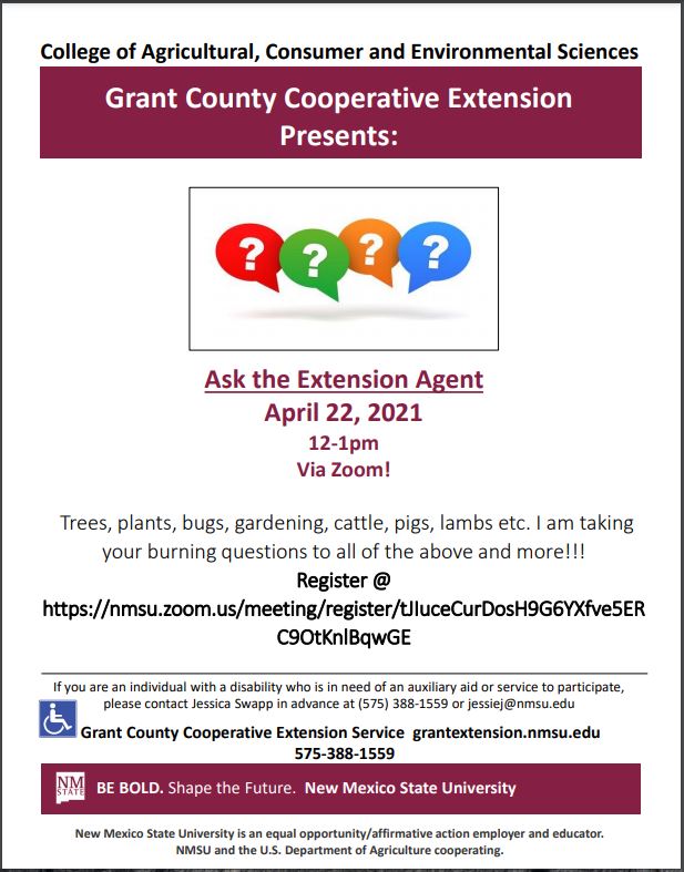 Grant County Cooperative Extension Zoom Event