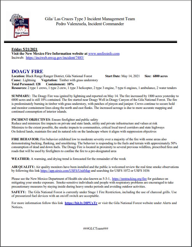 Doagy Fire Update 052121