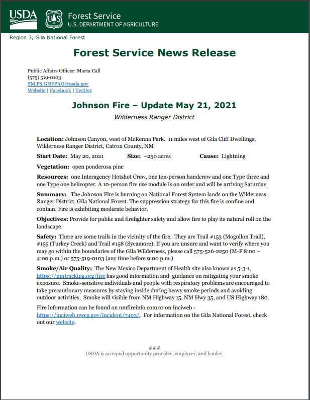 Johnson Fire Update 052121