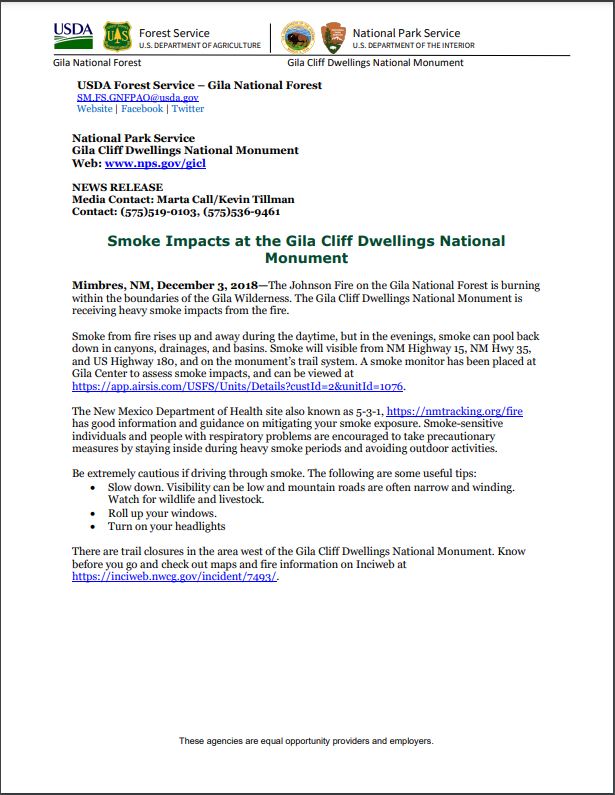 Smoke Impacts from Johnson Fire