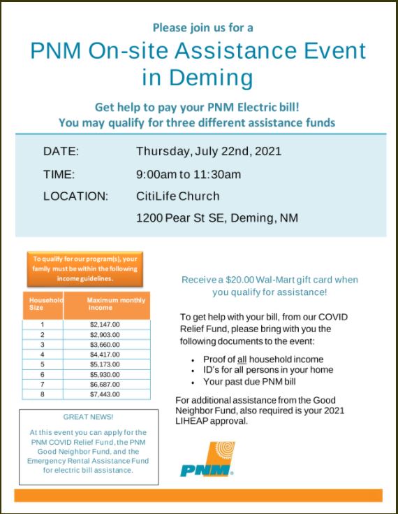PNM On-site Assistance Event in Deming