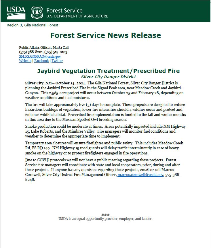 GNF Scheduled Prescribed Fire
