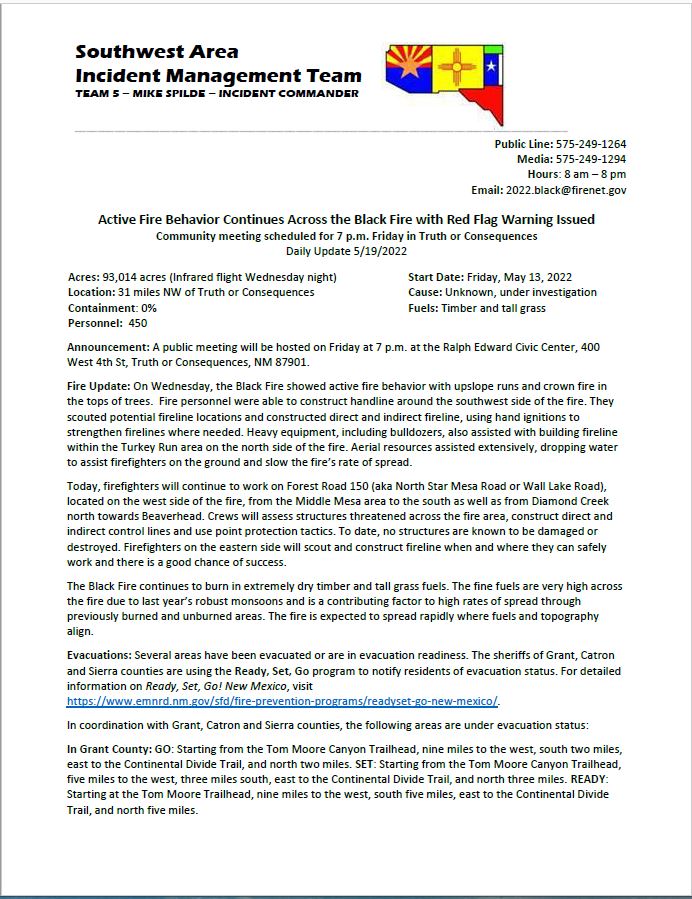 Black Fire Daily Update for 05/19/2022