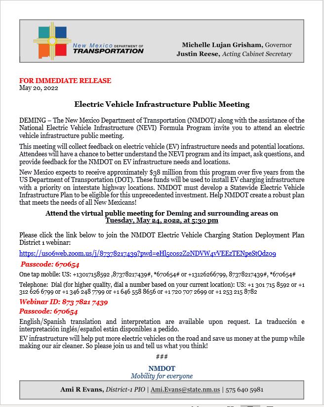 EV Infrastructure Public Meeting