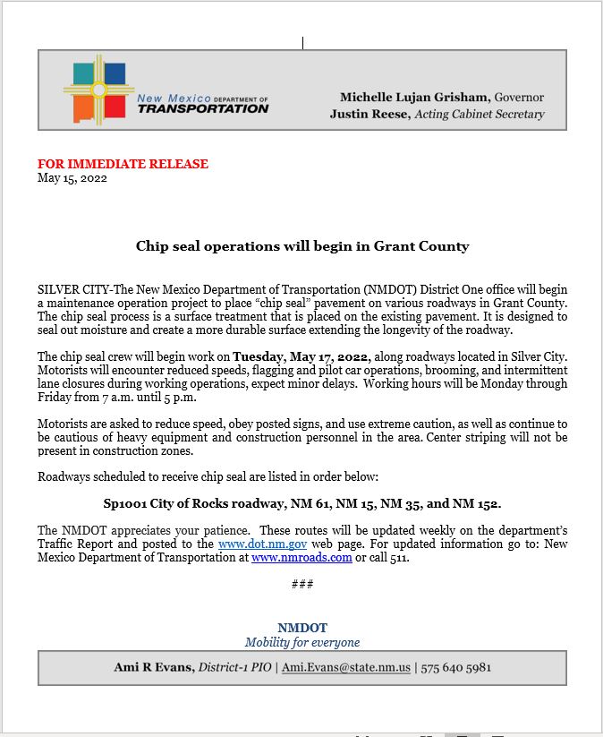 Chip Seal Operations in Grant County