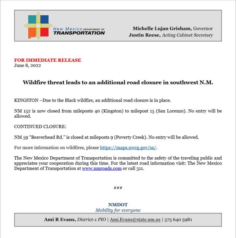 Black Fire Road Closures