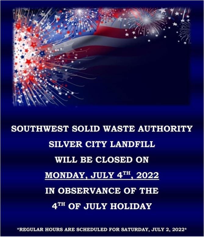 SWSWA Landfill July 4th Schedule