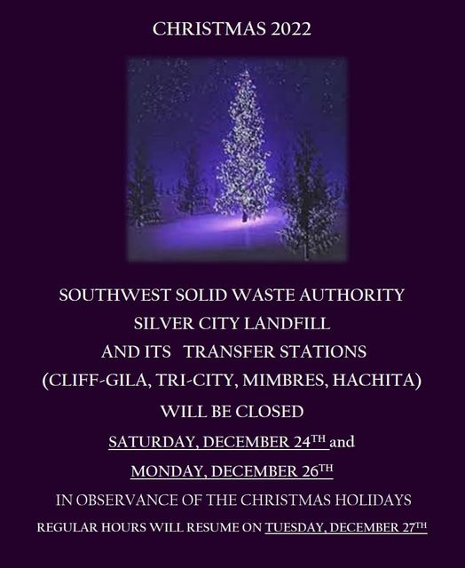 Southwest Solid Waste Authority Holiday Hours