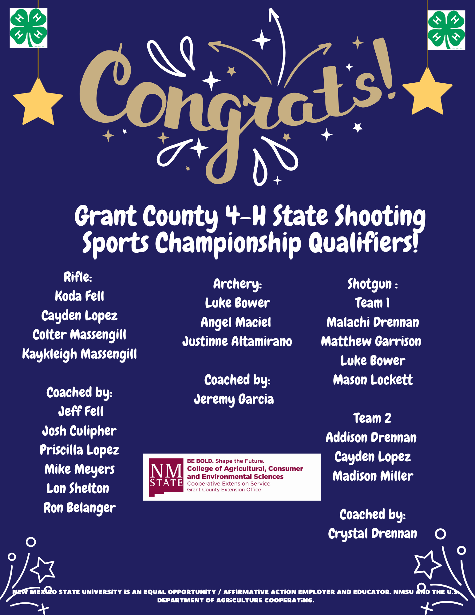 Congratulations flier for 4-Hers