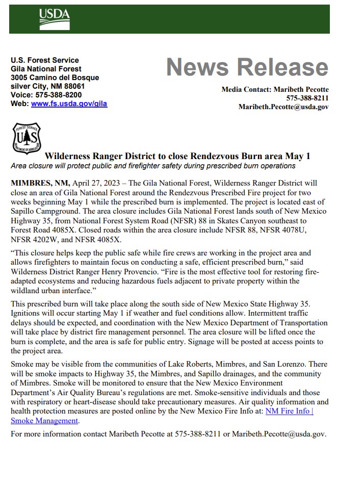 Gila National Forest Closure