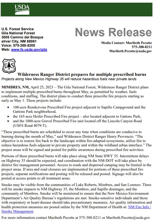 Wilderness Ranger District prepares for multiple prescribed burns