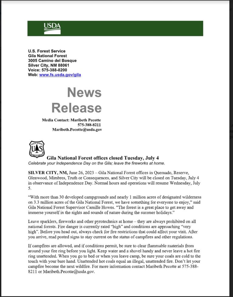 Gila National Forest Closure