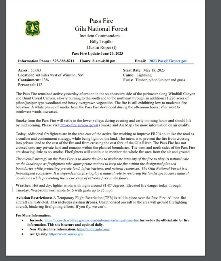 Pass Fire Update