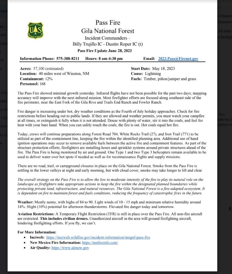 Pass Fire Update