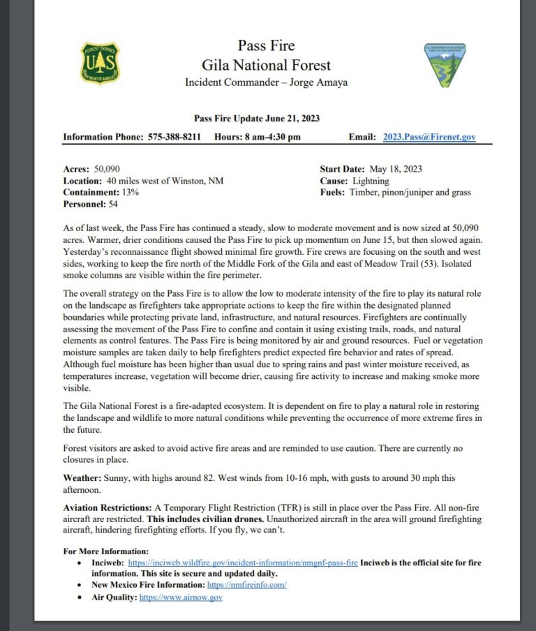 Pass Fire Update