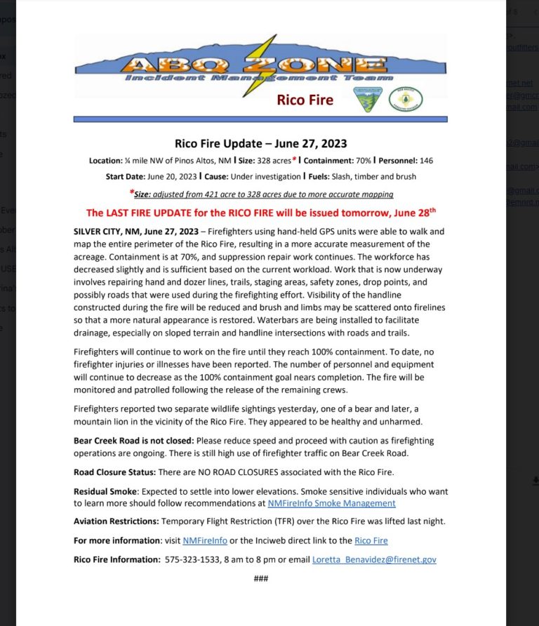 Rico Fire Update