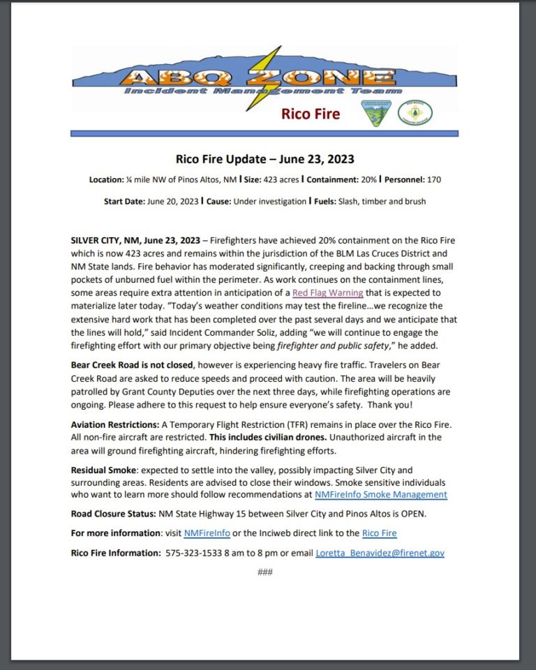 Rico Fire Update