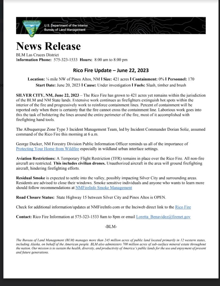 BLM Rico Fire Update