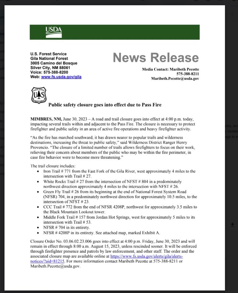 Public safety closure goes into effect due to Pass Fire