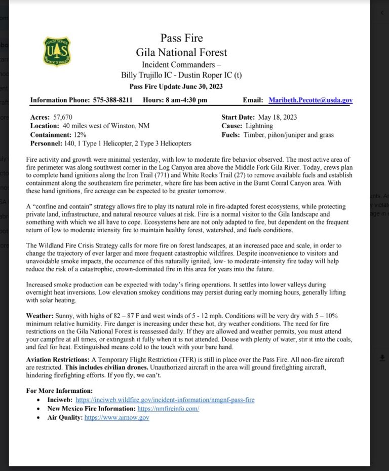 Pass Fire Update